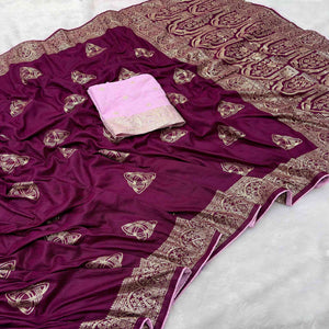 Purple Festive Wear Muslin Soft Saree Enriched with Intricate Meenakari Zari Designs