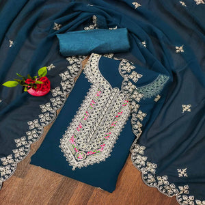 Morpich Floral Embroidered Georgette Dress Material