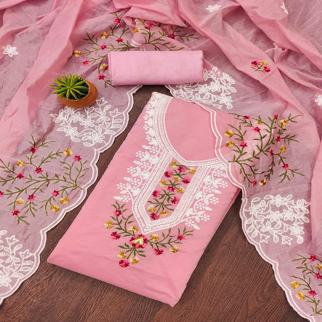Pink Chanderi Screen Print Butti Frock – Medium to 3XL main image 1