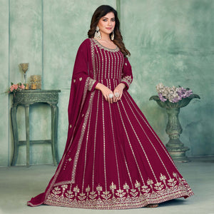 Pink Sequins Embroidered Georgette Semi Stitched Anarkali Suit