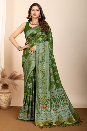 Green Minakari Weaving Pure Silk Saree