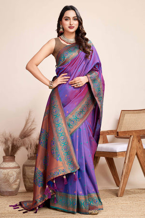 Purple Zari Weaving Banarasi Silk Saree