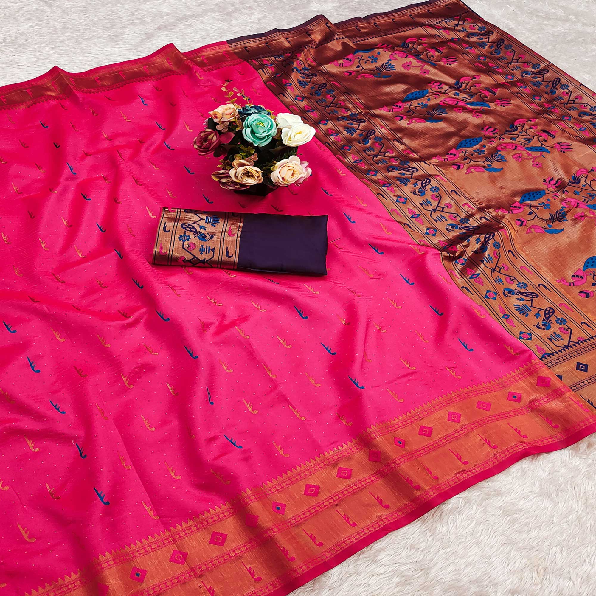 Pink Woven Pure Silk Paithani Saree