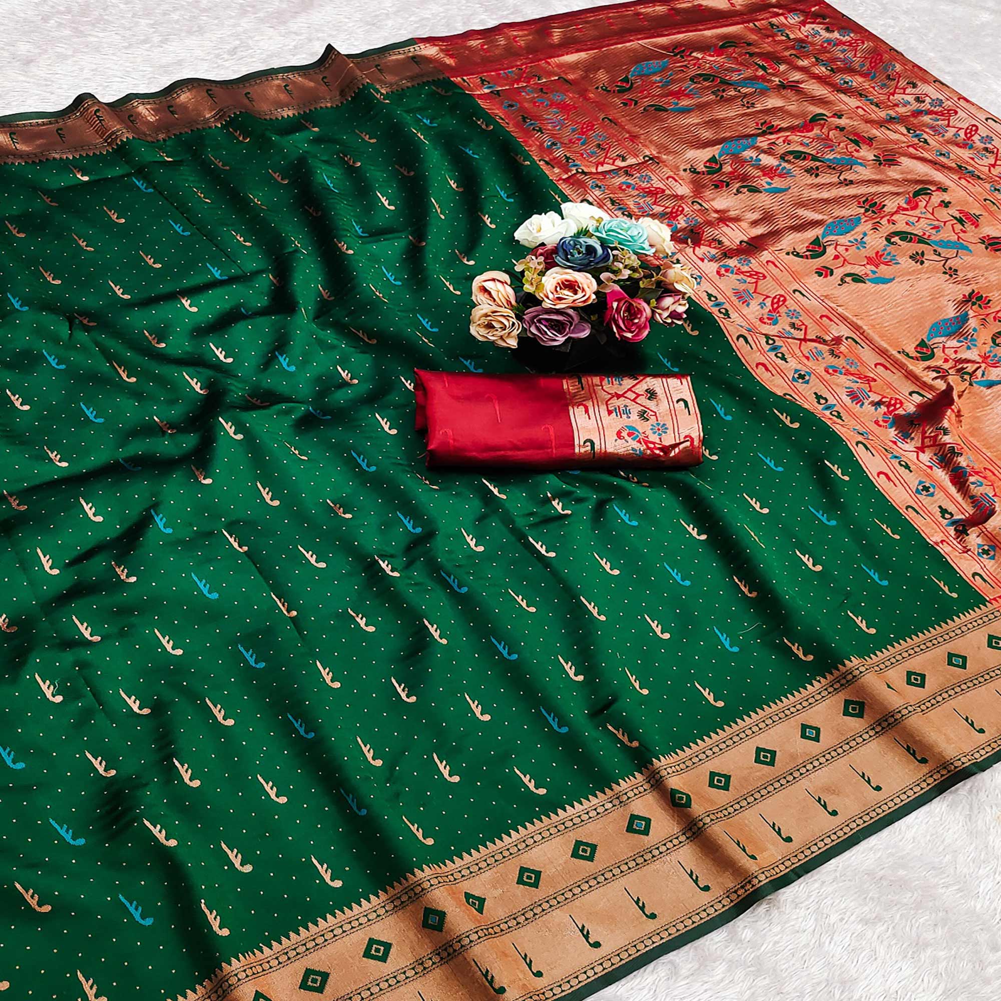 Green Woven Pure Silk Paithani Saree