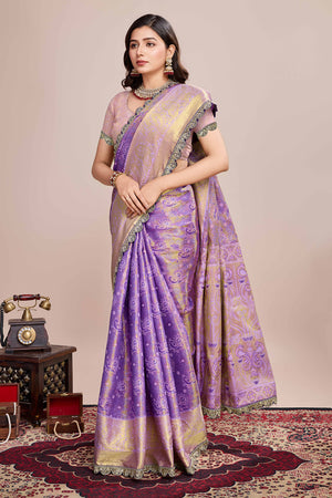 Purple Zari Weaving Kanjivaram Silk Saree