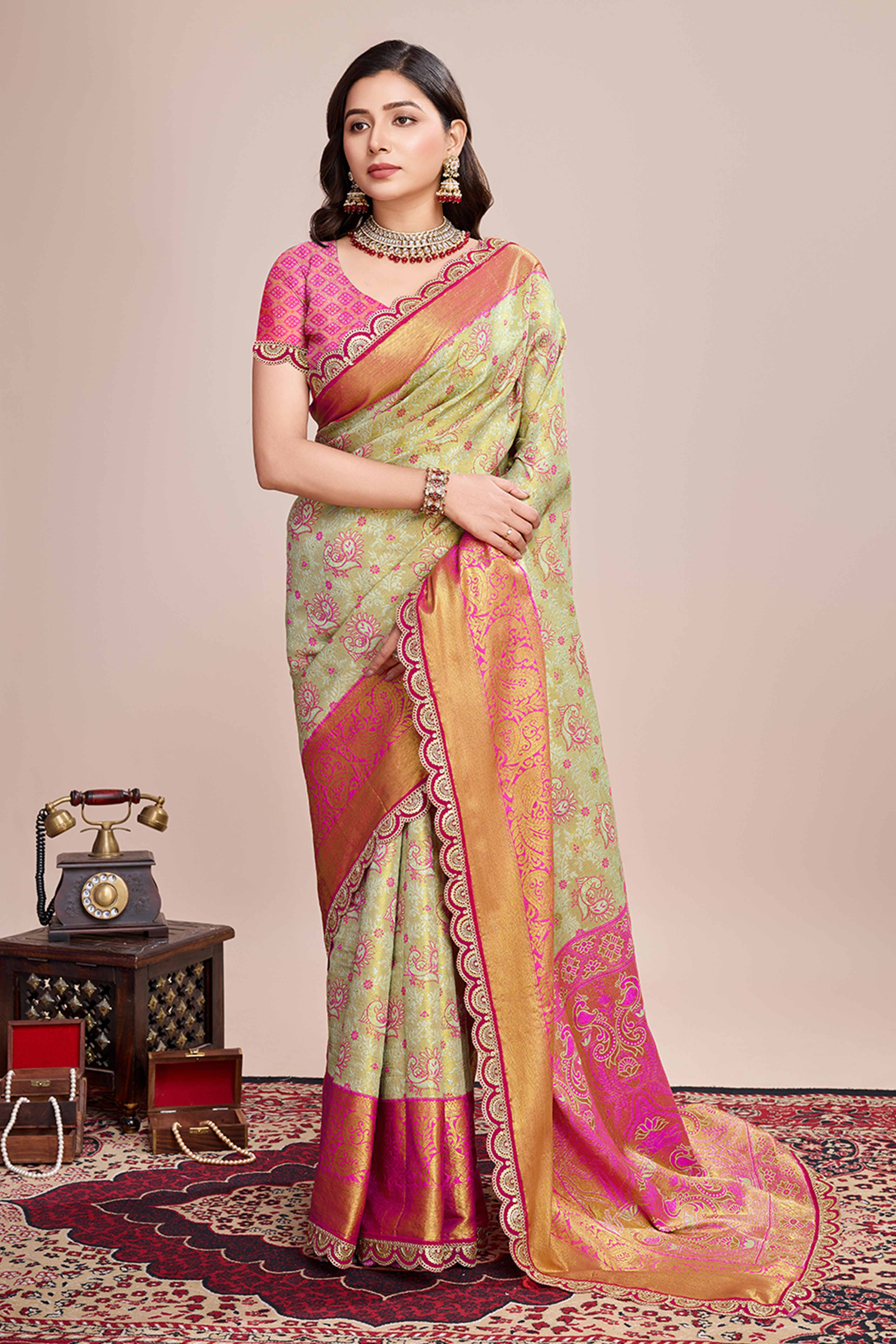 Sandy Brown Zari Weaving Kanjivaram Silk Saree