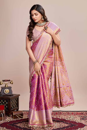 Pink Zari Weaving Kanjivaram Silk Saree