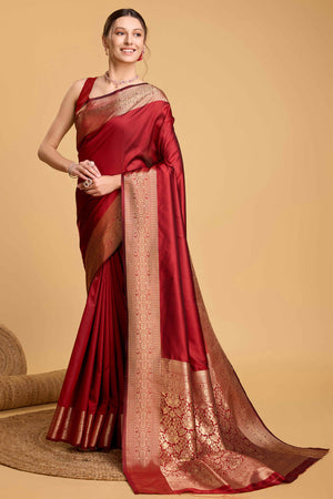 Red Zari Weaving Banarasi Silk Saree