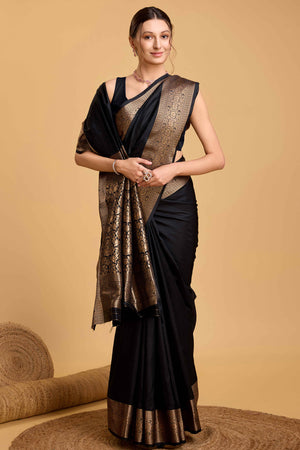 Black Zari Weaving Banarasi Silk Saree