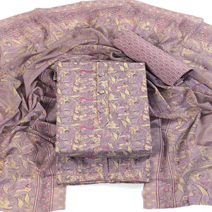 Floral Elegance in Light Purple Pure Cotton Unstitched Dress Material