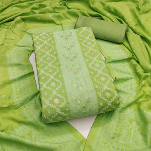Banarasi Inspired Light Green Jacquard Fabric for Elegant Ensembles