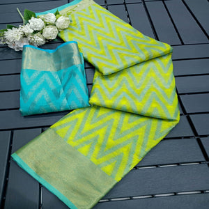 Green Woven Organza Saree