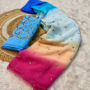 Multicolor Sequins Embroidered Georgette Saree