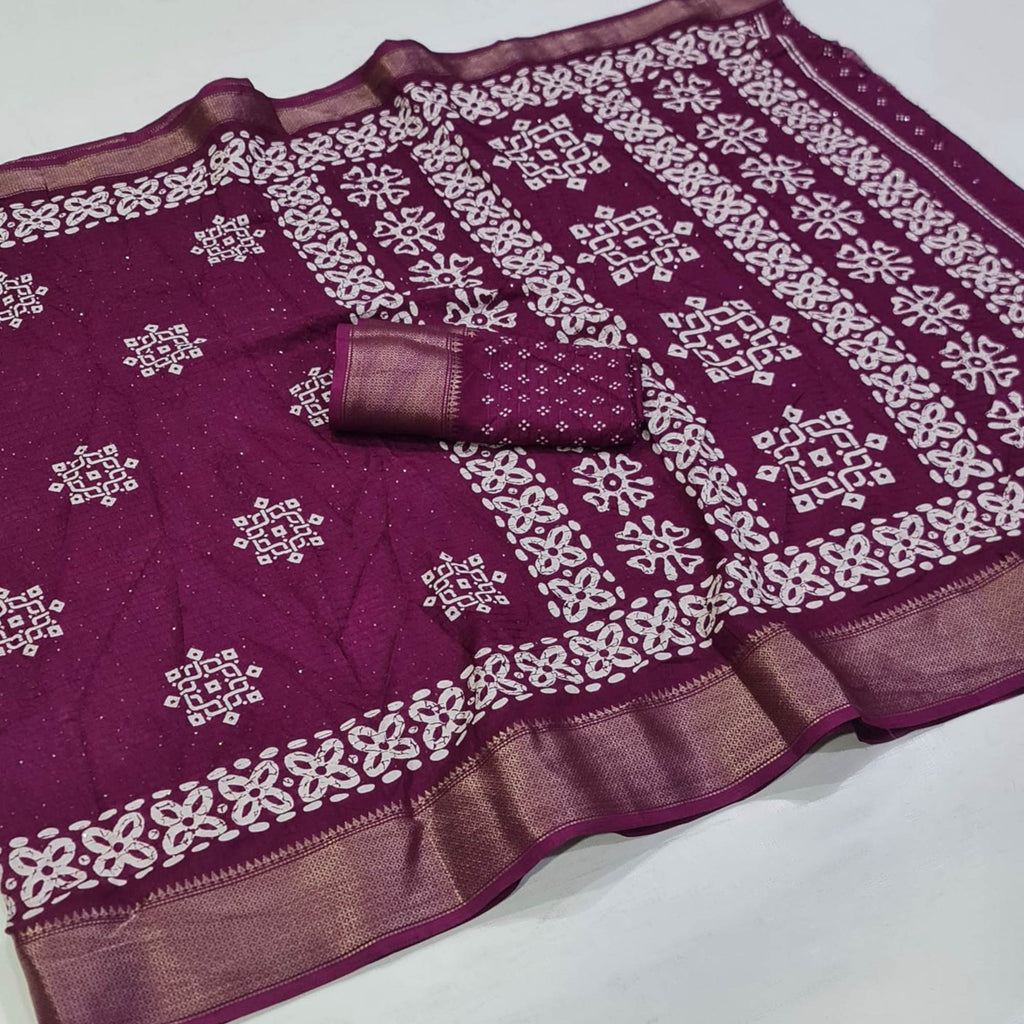 Wine Dola Silk Saree main image 0