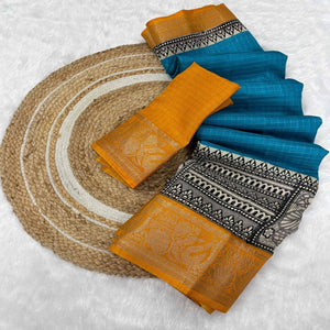 Sky Blue Zari Woven Dola Silk Saree