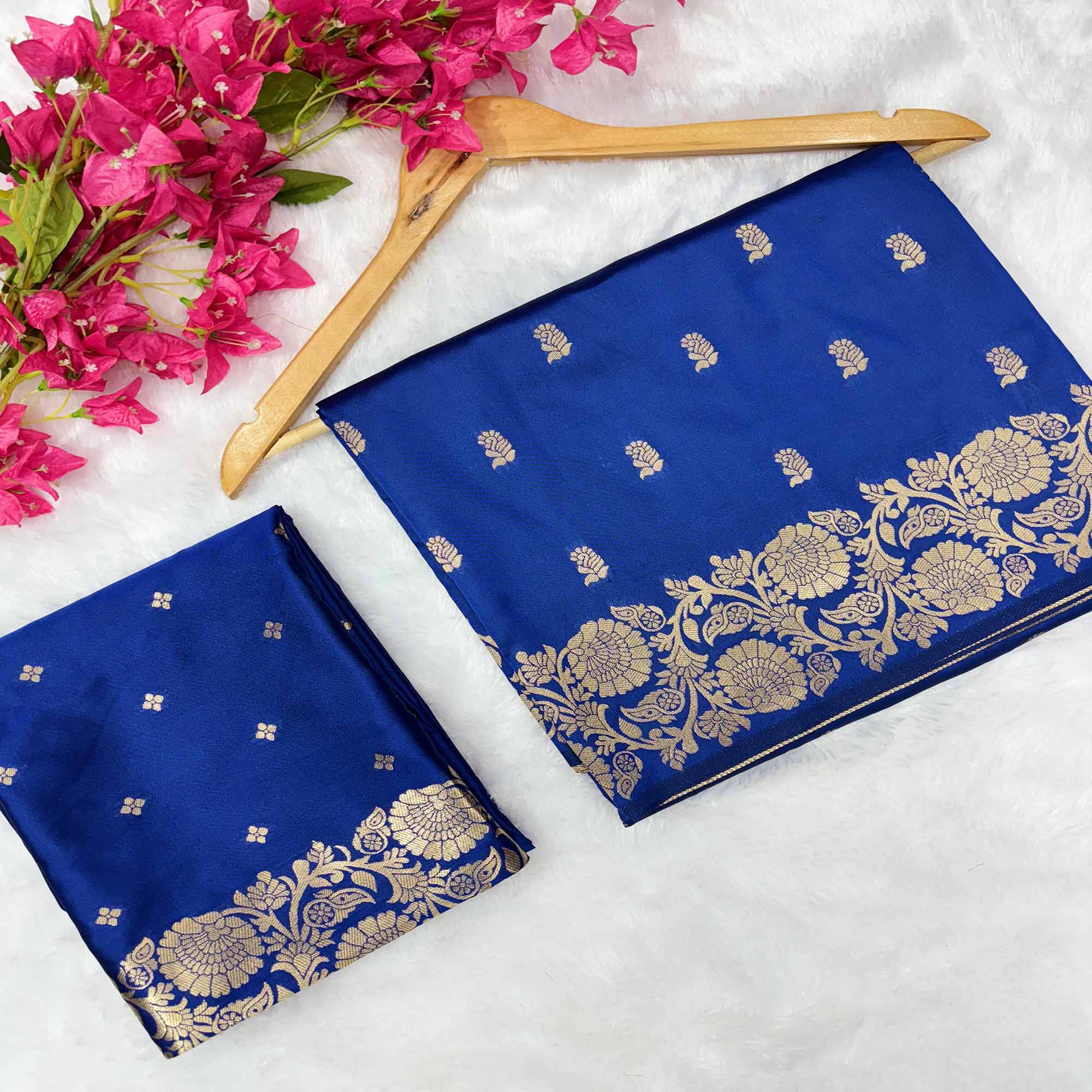 Blue Banarasi Silk Saree with Traditional Weaving