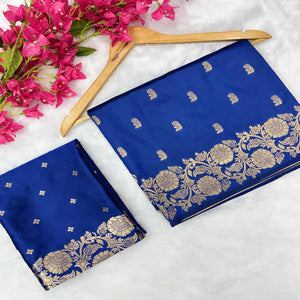 Blue Banarasi Silk Saree with Traditional Weaving