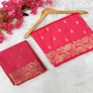 Gajri Pink Banarasi Silk Saree with Traditional Weaving
