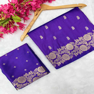 Violet Banarasi Silk Saree with Traditional Weaving