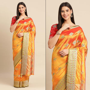 Golden Woven Organza Saree