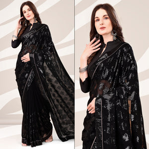 Black Sequin Embroidered Georgette Saree