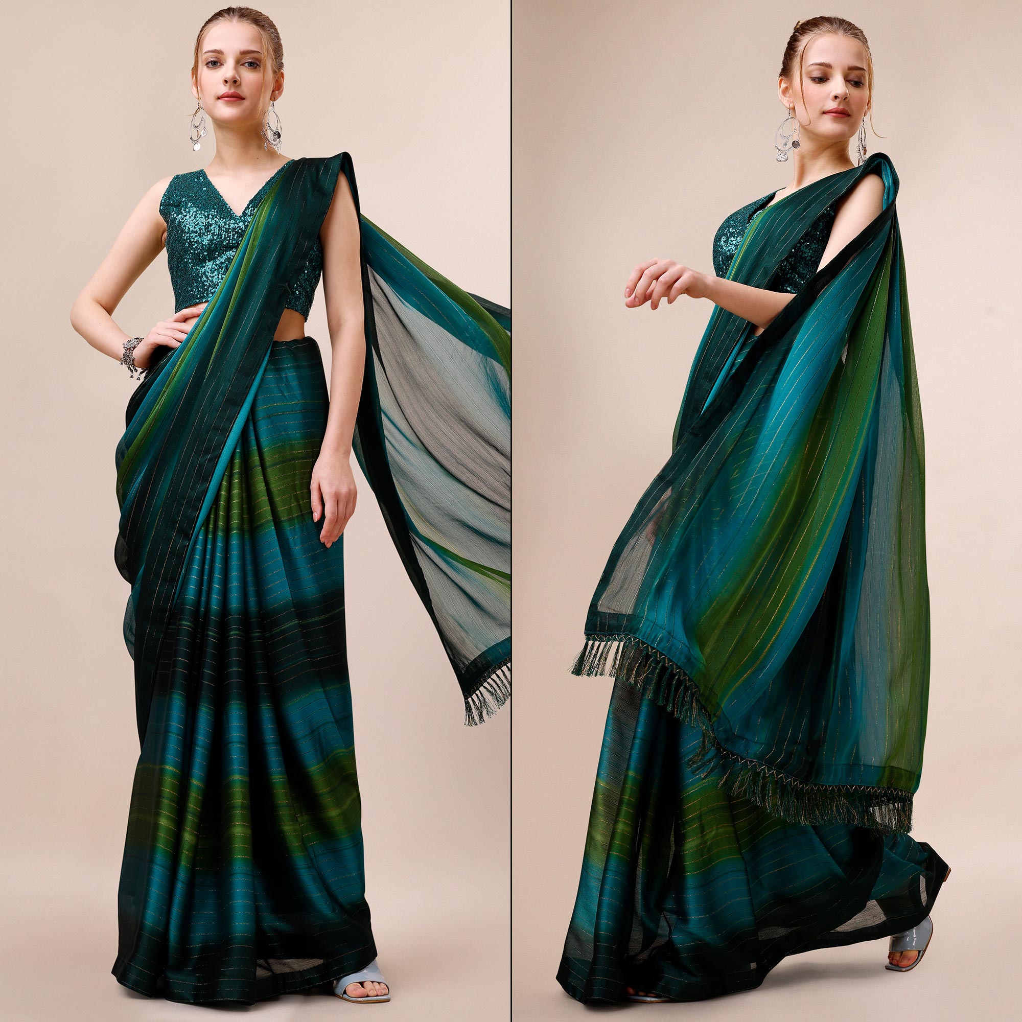 Multicolour Woven Chiffon Saree