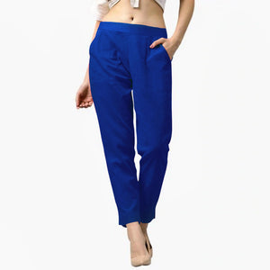 Blue Pure Cotton Ankle Length Pant