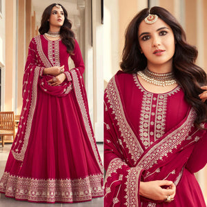 Pink Sequins Embroidered Georgette Semi Stitched Anarkali Suit