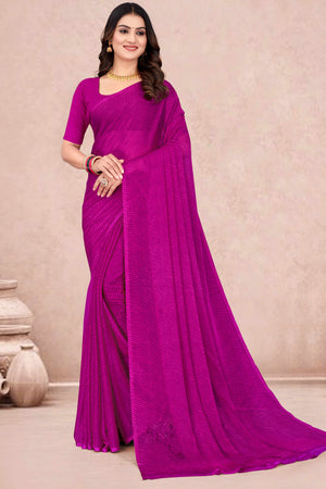 Chiffon Saree In Magenta with Classic Leheriya Print