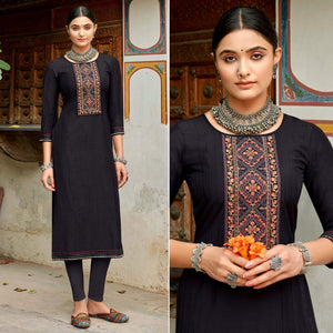 Black Embroidered Viscose Kurti