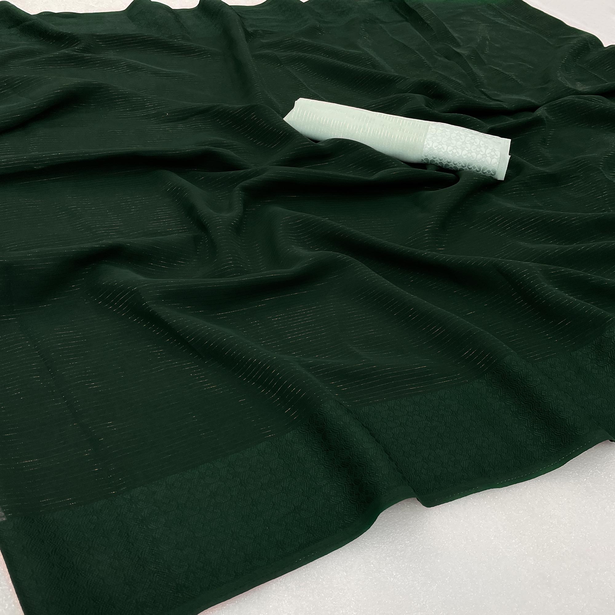 Bottle Green Zari Woven Georgette Saree