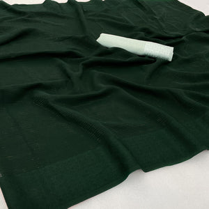 Bottle Green Zari Woven Georgette Saree