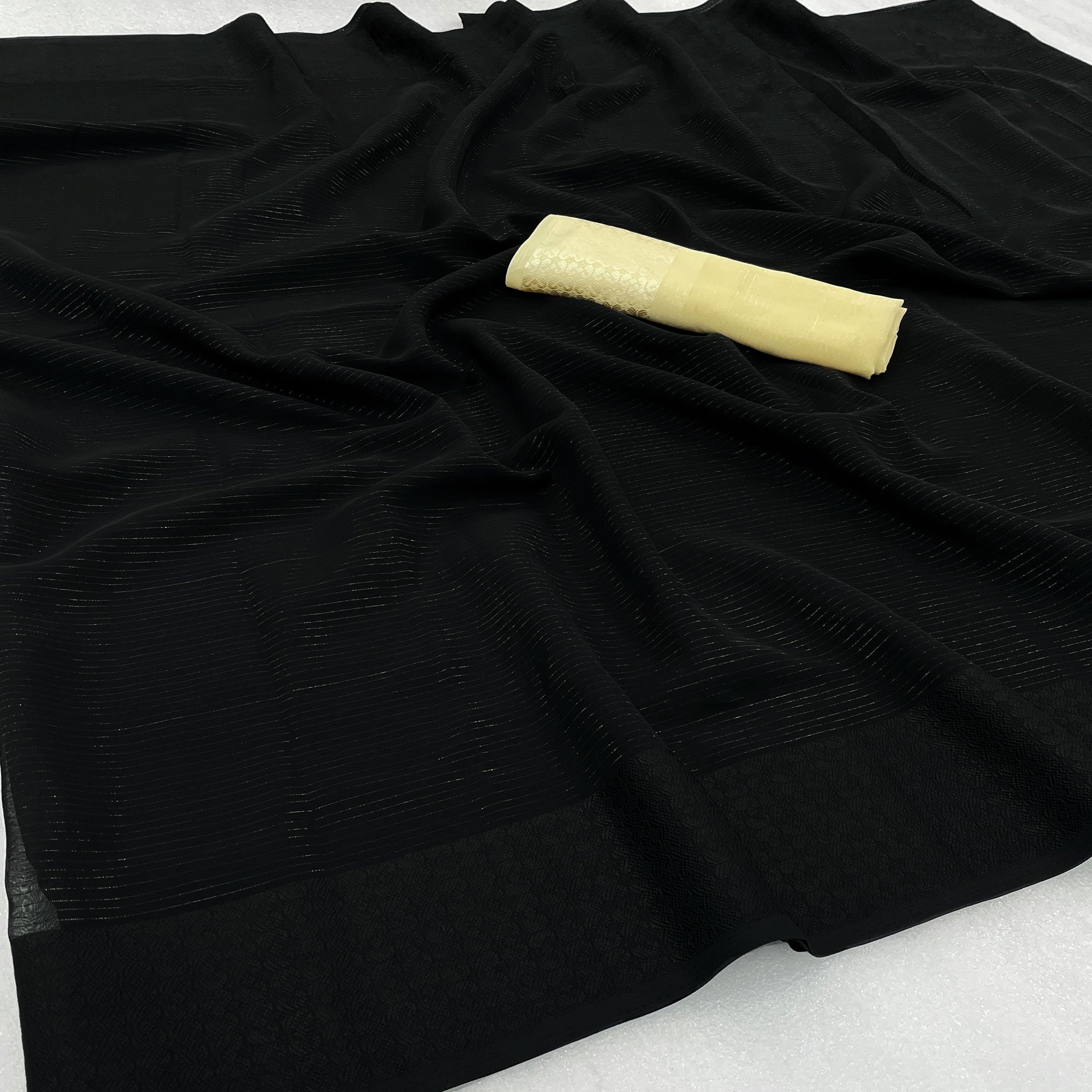 Black Zari Woven Georgette Saree