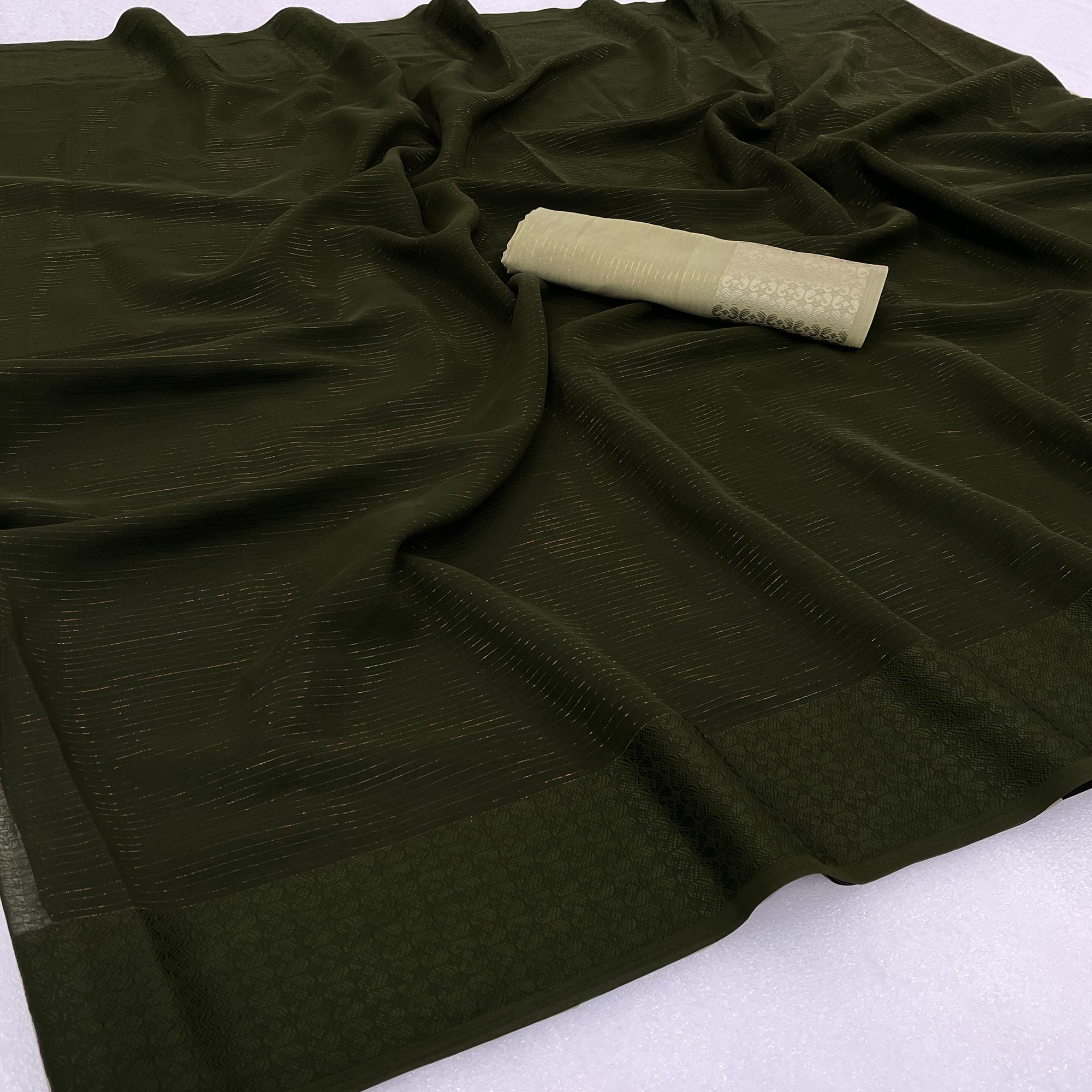 Mehendi Green Zari Woven Georgette Saree