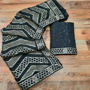Black Sequins Embroidered Georgette Saree