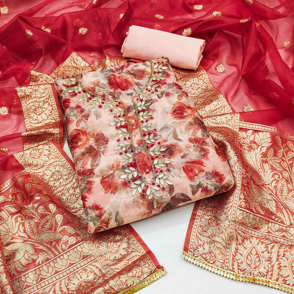 Light Peach Silk Organza Fabric