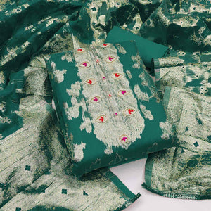 Morpich Green Woven Organza Dress Material