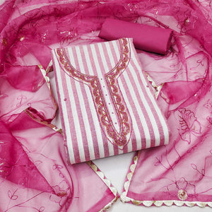 Pink Printed Pure Cotton Dress Material