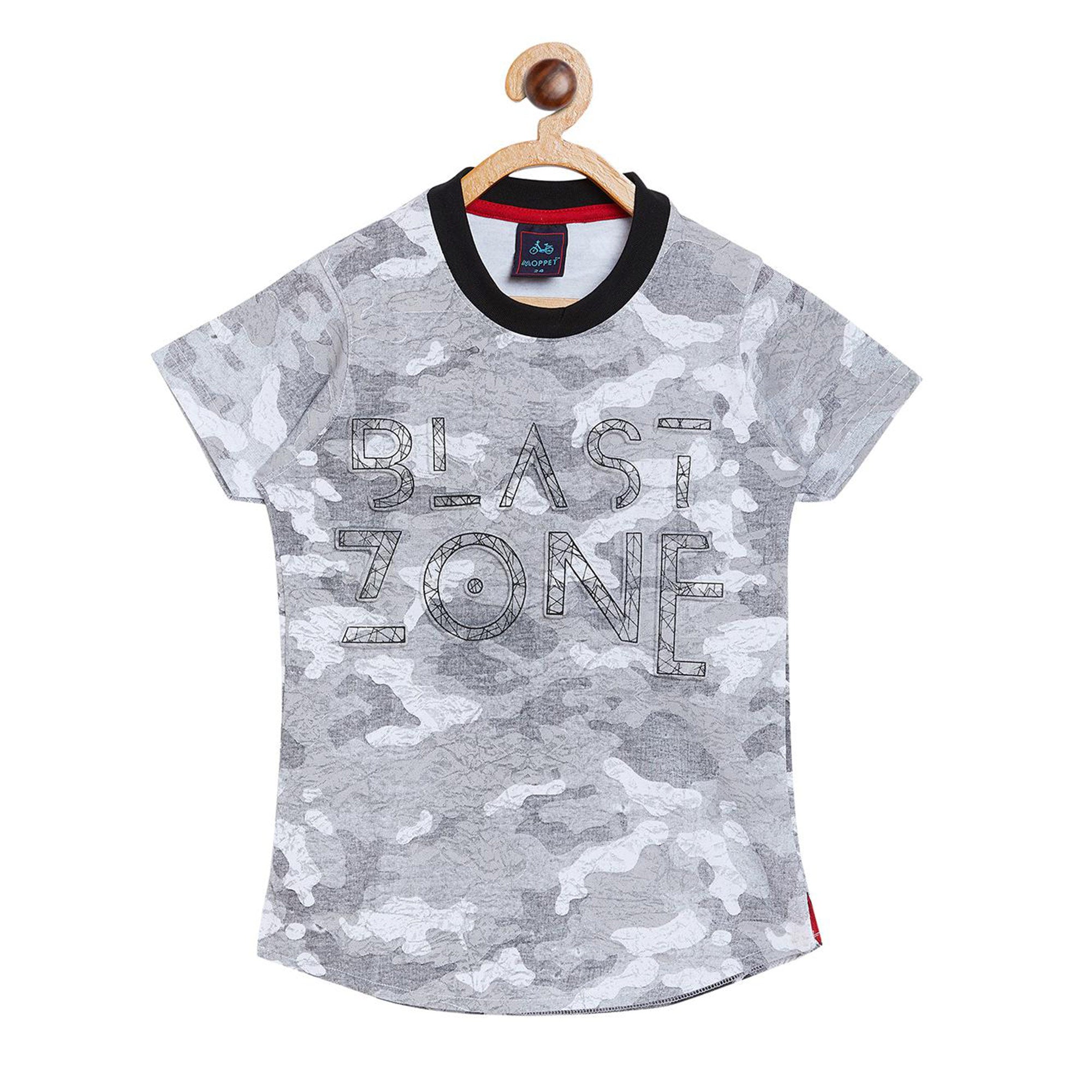 Grey Printed Pure Cotton Tshirt