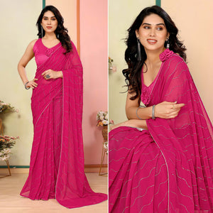 Pink Swarovski Work Embroidered Georgette Saree