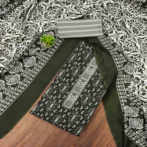 Green Foil Printed Pure Cotton Dress Material