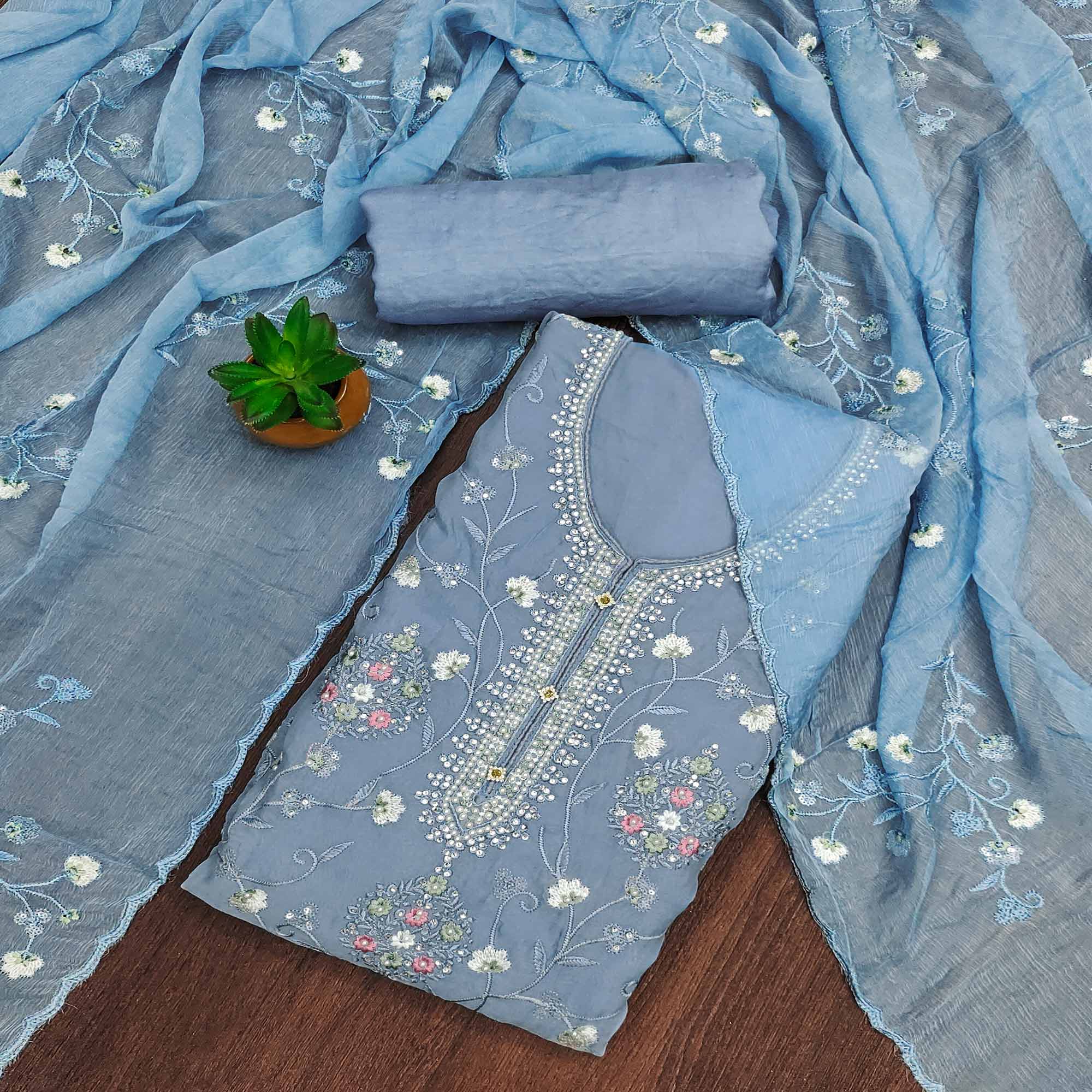 Threads & Motifs Pret Formal Wear Organza Dress 5532 Grey