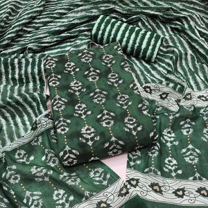 Green Floral Printed Pure Cotton Dress Material