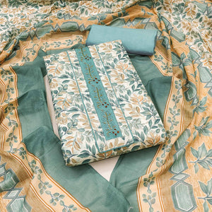 Blue Floral Printed Pure Cotton Dress Material