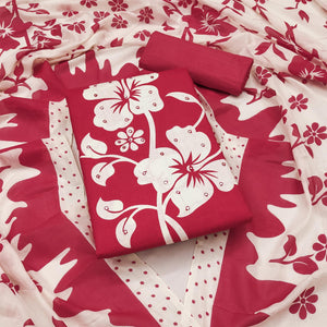 Pink Floral Printed Pure Cotton Dress Material