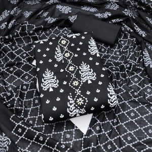 Black Floral Printed Pure Cotton Dress Material
