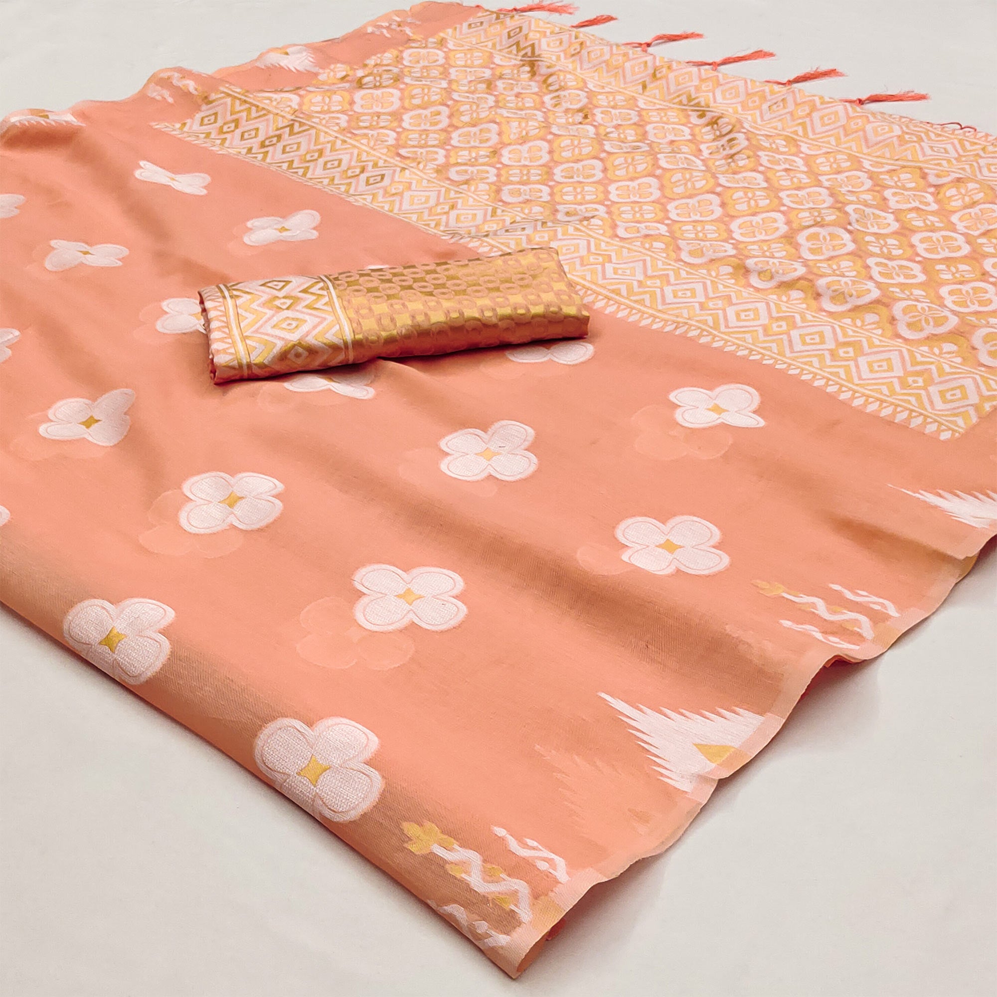 Orange Woven Modal Saree
