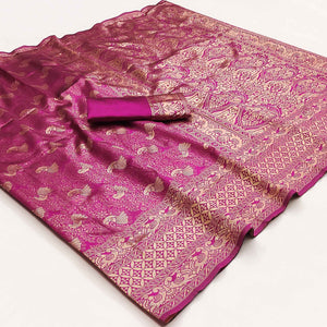 Pink Woven Banarasi Silk Saree