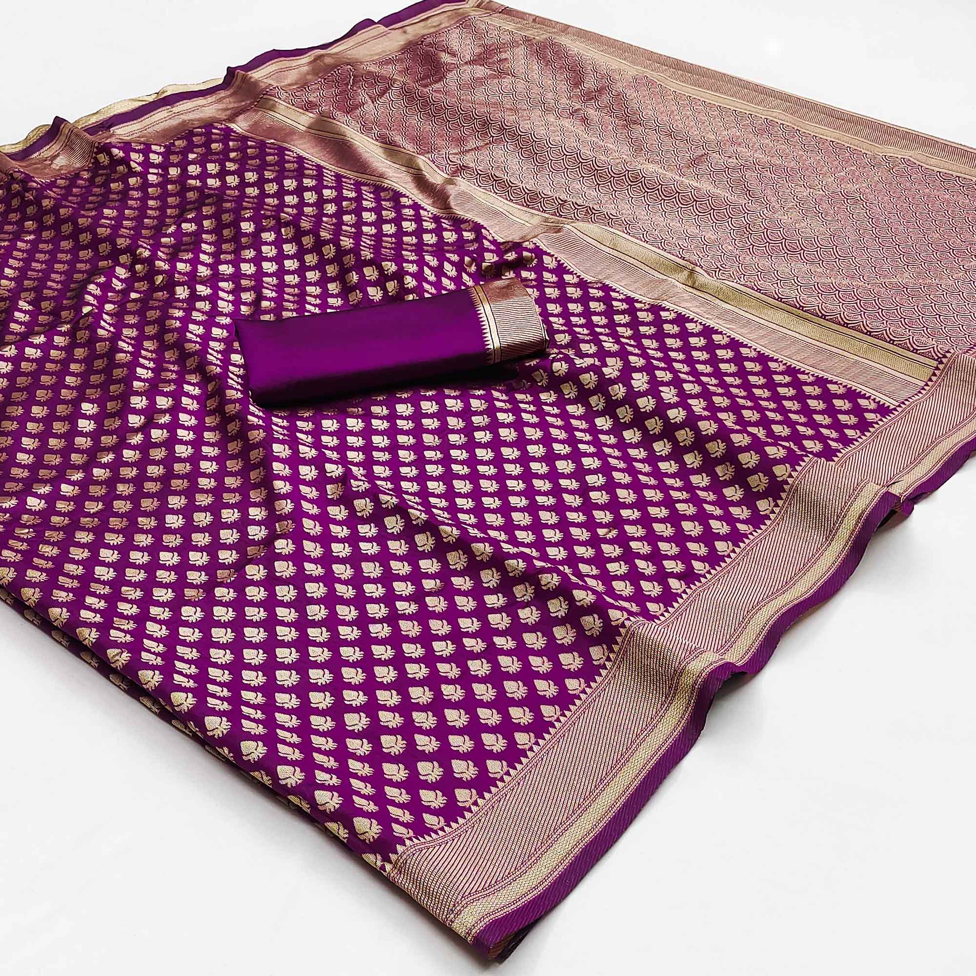 Purple Woven Banarasi Silk Saree