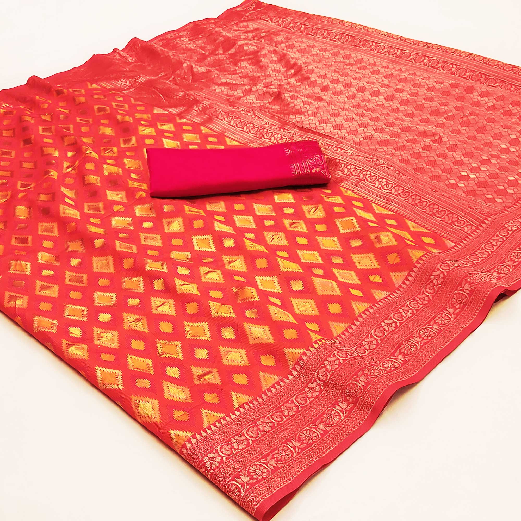 Red Woven Cotton Silk Saree